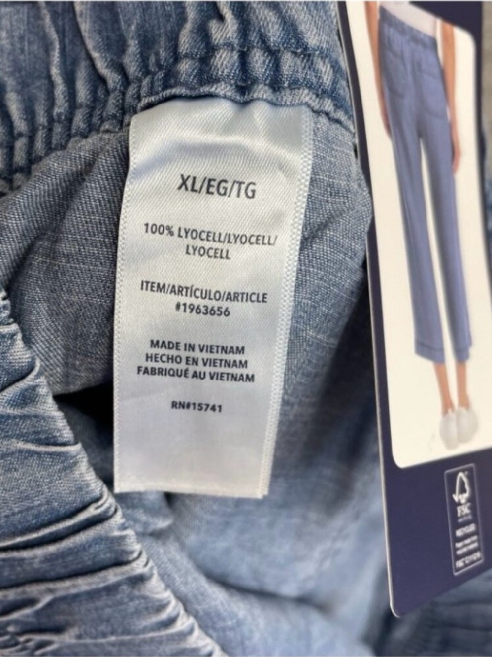 NWOT Womens Splendid Chambray Blue Wide-Leg Cropped Capris XL Costco - Picture 6 of 8